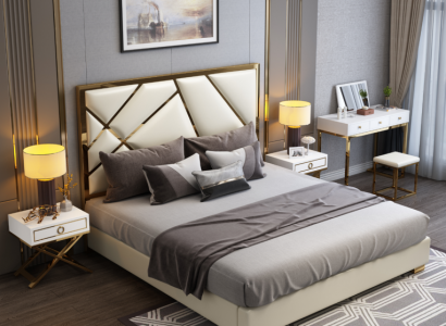 Bett Polster Design Luxus Doppel Hotel Betten Schlaf Zimmer 180x200cm